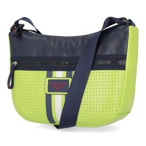 Nautica Lime and Navy Stripe Venture Cup Hobo Bag Purse